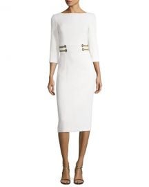 Michael Kors Collection Leather-Trim Boucle Crepe Sheath Dress at Neiman Marcus